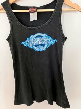 Harley-Davidson Black Tank with Bright Blue Logo